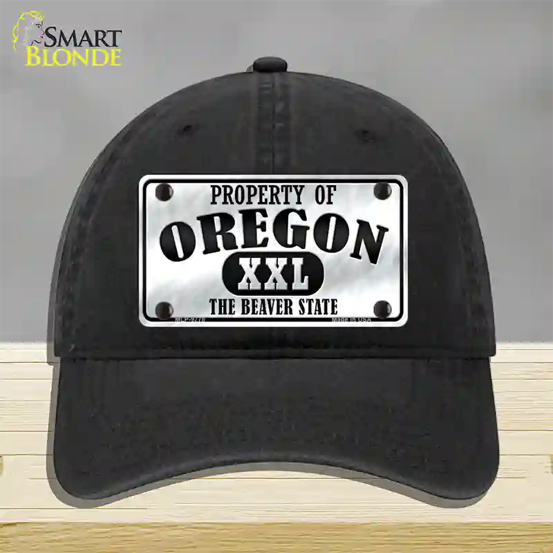 Property Of Oregon Novelty License Plate Hat Unconstructed Cotton / Black