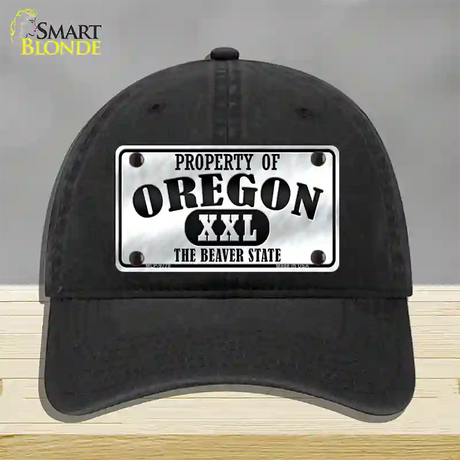 Property Of Oregon Novelty License Plate Hat Unconstructed Cotton / Black