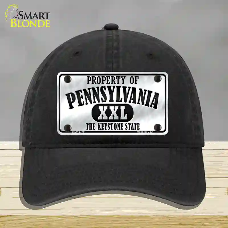 Property Of Pennsylvania Novelty License Plate Hat Unconstructed Cotton / Black