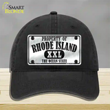 Property Of Rhode Island Novelty License Plate Hat Unconstructed Cotton / Black