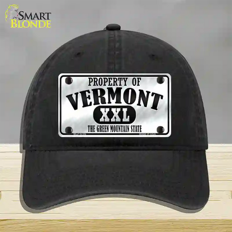 Property Of Vermont Novelty License Plate Hat Unconstructed Cotton / Black