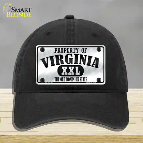 Property Of Virginia Novelty License Plate Hat Unconstructed Cotton / Black