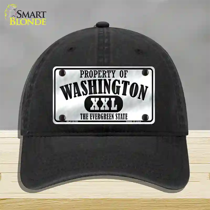 Property Of Washington Novelty License Plate Hat Unconstructed Cotton / Black