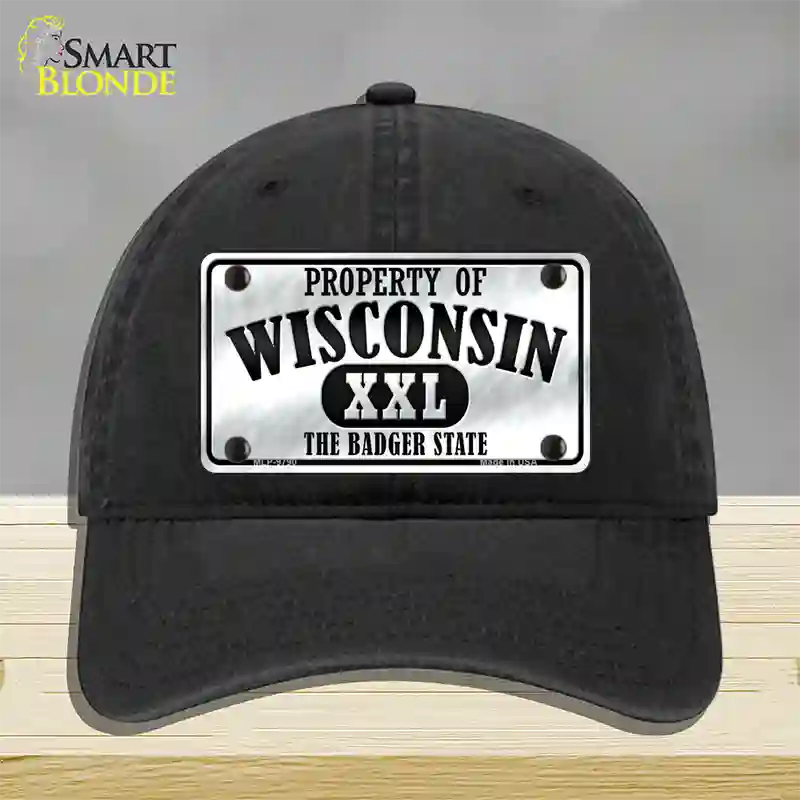 Property Of Wisconsin Novelty License Plate Hat Unconstructed Cotton / Black