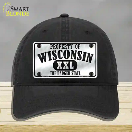 Property Of Wisconsin Novelty License Plate Hat Unconstructed Cotton / Black