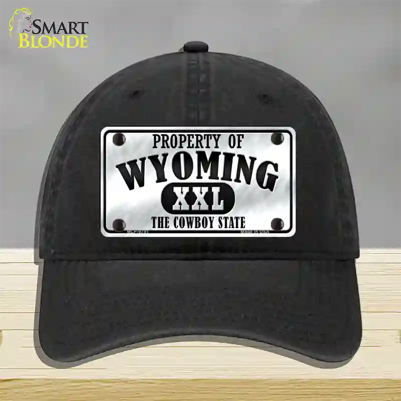 Property Of Wyoming Novelty License Plate Hat Unconstructed Cotton / Black