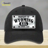 Property Of Wyoming Novelty License Plate Hat Unconstructed Cotton / Black