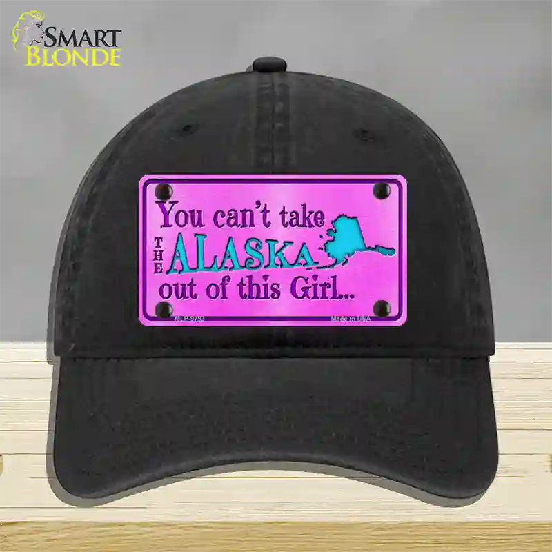 Alaska Girl Novelty License Plate Hat Unconstructed Cotton / Black