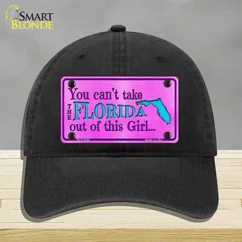 Florida Girl Novelty License Plate Hat Unconstructed Cotton / Black