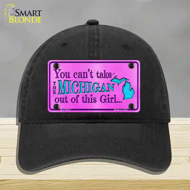 Michigan Girl Novelty License Plate Hat Unconstructed Cotton / Black