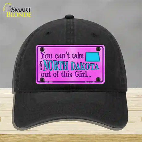 North Dakota Girl Novelty License Plate Hat Unconstructed Cotton / Black