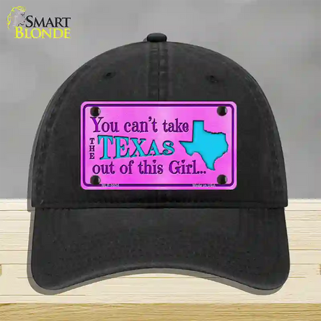 Texas Girl Pink Novelty License Plate Hat Unconstructed Cotton / Black