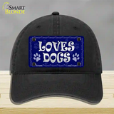 Loves Dogs Novelty License Plate Hat Unconstructed Cotton / Black