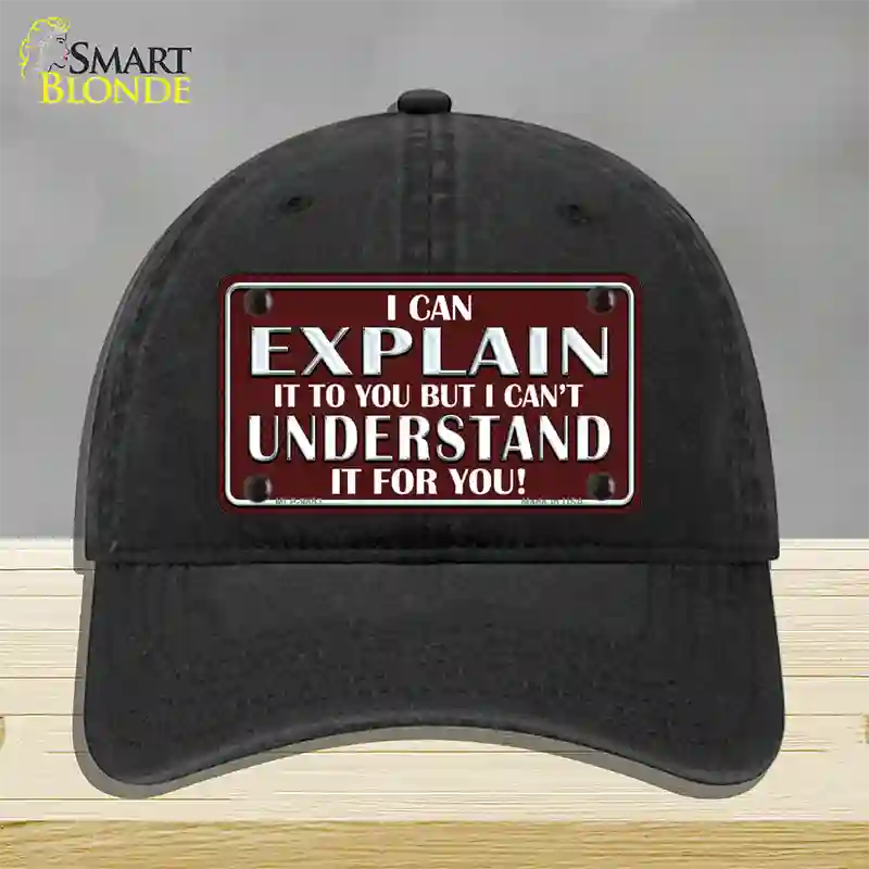 I Can Explain Novelty License Plate Hat Unconstructed Cotton / Black