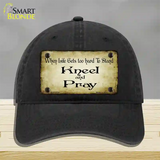 Kneel And Pray Novelty License Plate Hat Unconstructed Cotton / Black