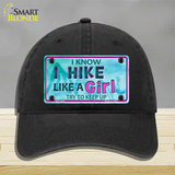 Hike Like A Girl Novelty License Plate Hat Unconstructed Cotton / Black