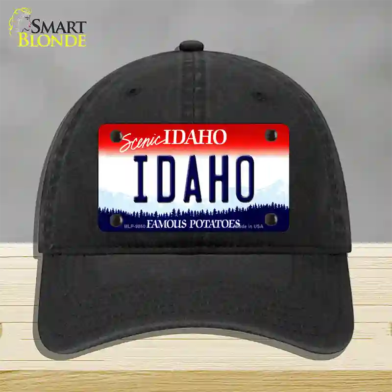 Scenic Idaho Novelty License Plate Hat Unconstructed Cotton / Black