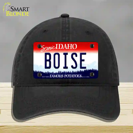 Boise Idaho Novelty License Plate Hat Unconstructed Cotton / Black