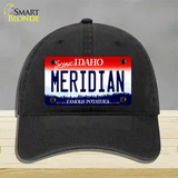 Meridian Idaho Novelty License Plate Hat Unconstructed Cotton / Black