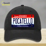 Pocatello Idaho Novelty License Plate Hat Unconstructed Cotton / Black