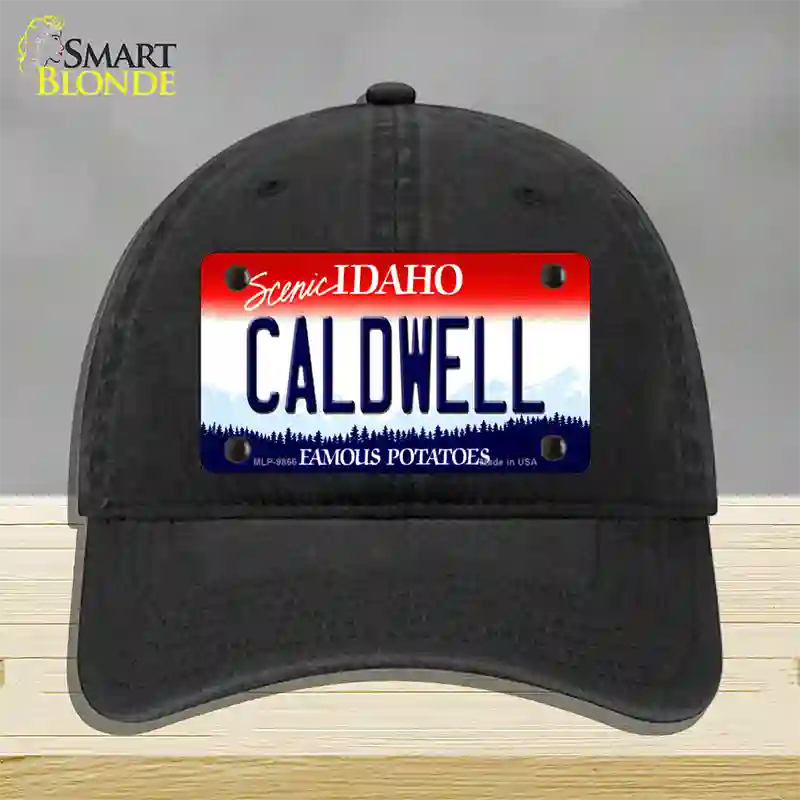 Caldwell Idaho Novelty License Plate Hat Unconstructed Cotton / Black