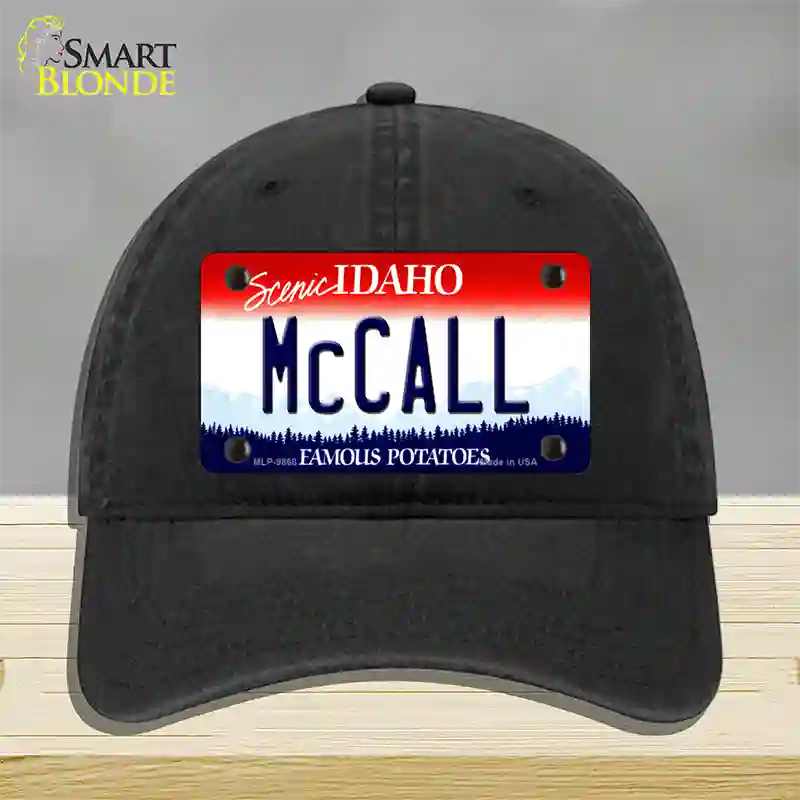 McCall Idaho Novelty License Plate Hat Unconstructed Cotton / Black