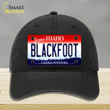 Blackfoot Idaho Novelty License Plate Hat Unconstructed Cotton / Black