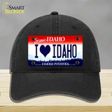 Love Idaho Novelty License Plate Hat Unconstructed Cotton / Black