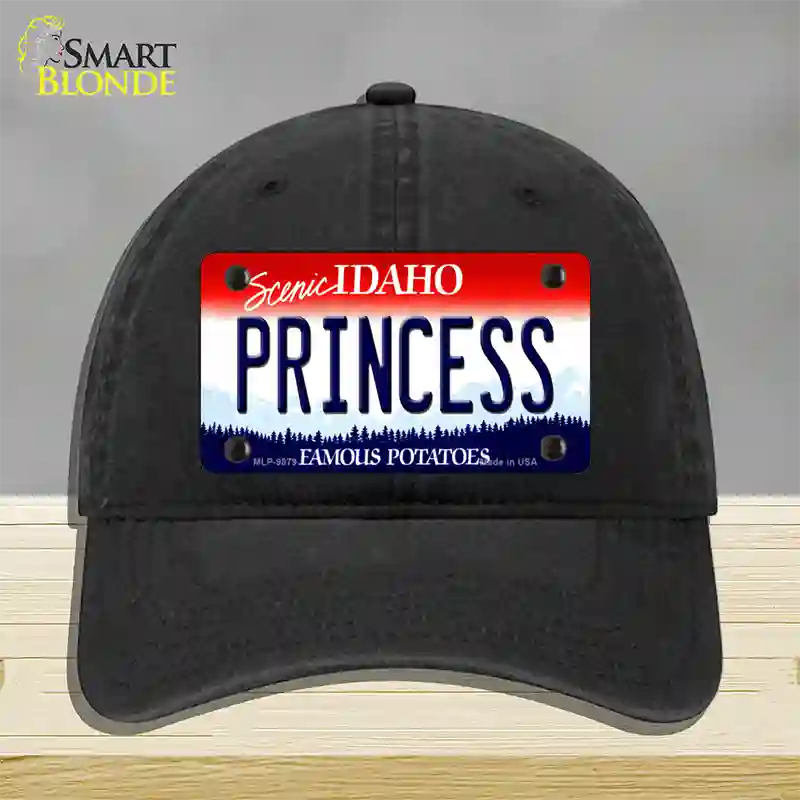 Princess Idaho Novelty License Plate Hat Unconstructed Cotton / Black