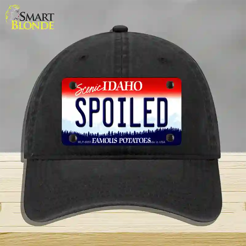 Spoiled Idaho Novelty License Plate Hat Unconstructed Cotton / Black