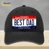 Best Dad Idaho Novelty License Plate Hat Unconstructed Cotton / Black