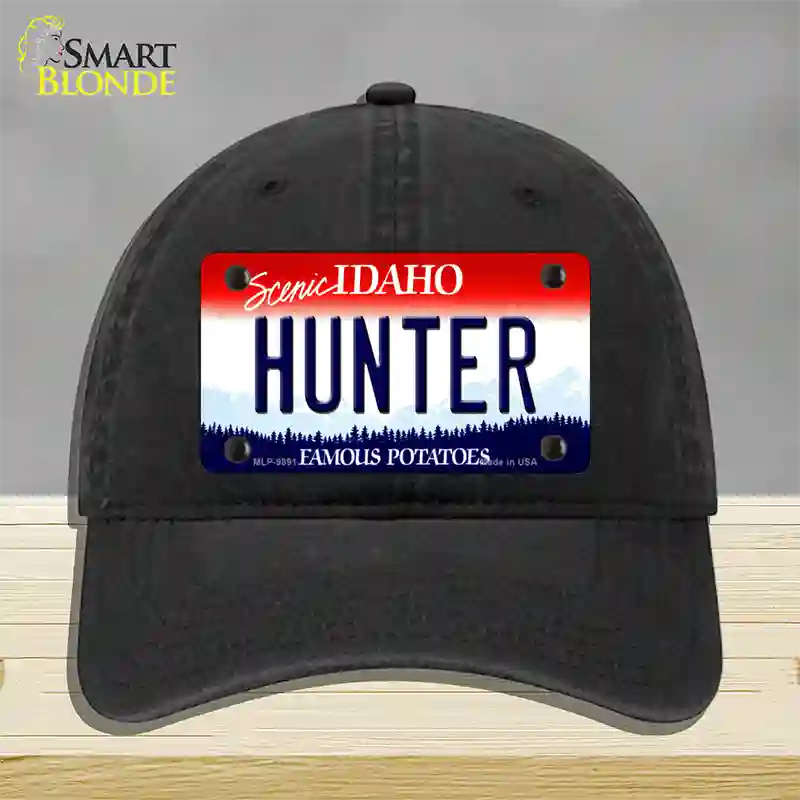 Hunter Idaho Novelty License Plate Hat Unconstructed Cotton / Black