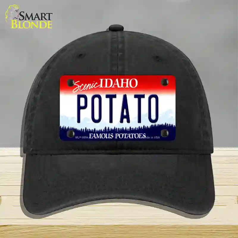 Potato Idaho Novelty License Plate Hat Unconstructed Cotton / Black