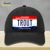 Trout Idaho Novelty License Plate Hat Unconstructed Cotton / Black