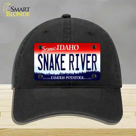 Snake River Idaho Novelty License Plate Hat Unconstructed Cotton / Black