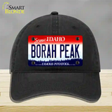 Borah Peak Idaho Novelty License Plate Hat Unconstructed Cotton / Black