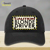 Caution Blonde Driver Novelty License Plate Hat Unconstructed Cotton / Black