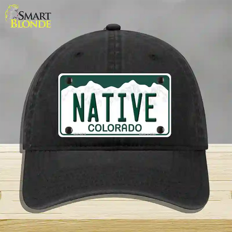 Native Colorado Novelty License Plate Hat Unconstructed Cotton / Black