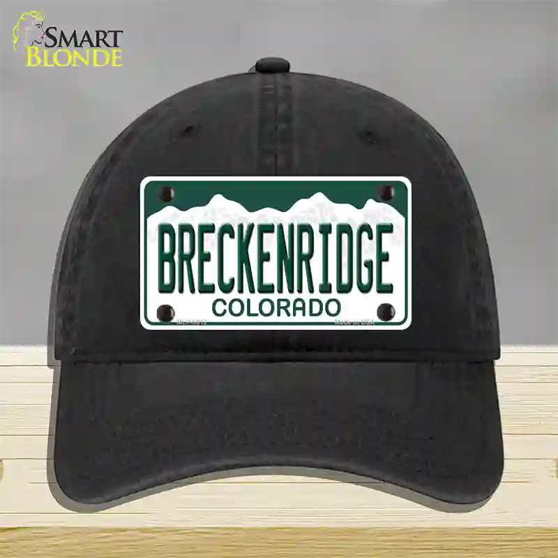 Breckenridge Colorado Novelty License Plate Hat Unconstructed Cotton / Black