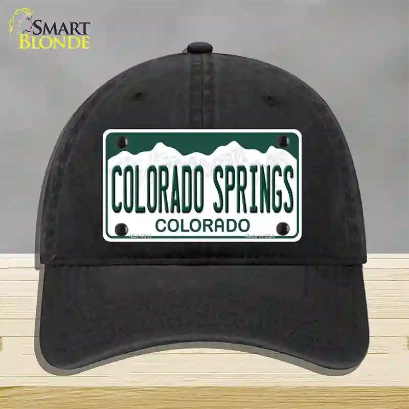 Colorado Springs Colorado Novelty License Plate Hat Unconstructed Cotton / Black