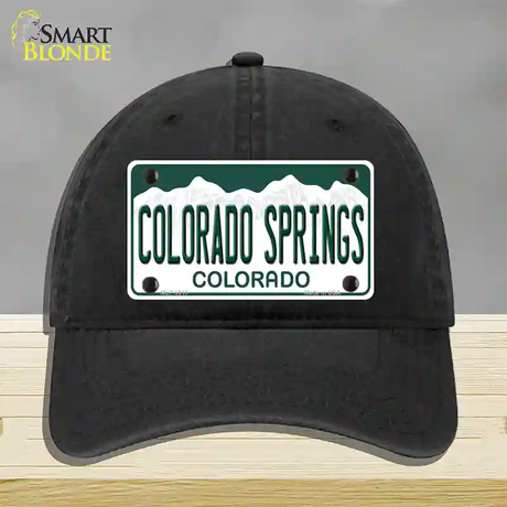 Colorado Springs Colorado Novelty License Plate Hat Unconstructed Cotton / Black