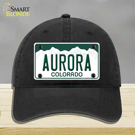 Aurora Colorado Novelty License Plate Hat Unconstructed Cotton / Black