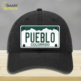 Pueblo Colorado Novelty License Plate Hat Unconstructed Cotton / Black