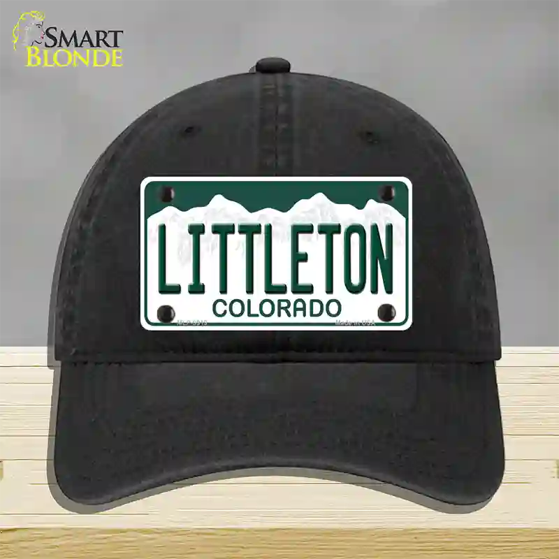 Littleton Colorado Novelty License Plate Hat Unconstructed Cotton / Black