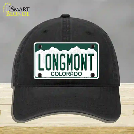 Longmont Colorado Novelty License Plate Hat Unconstructed Cotton / Black