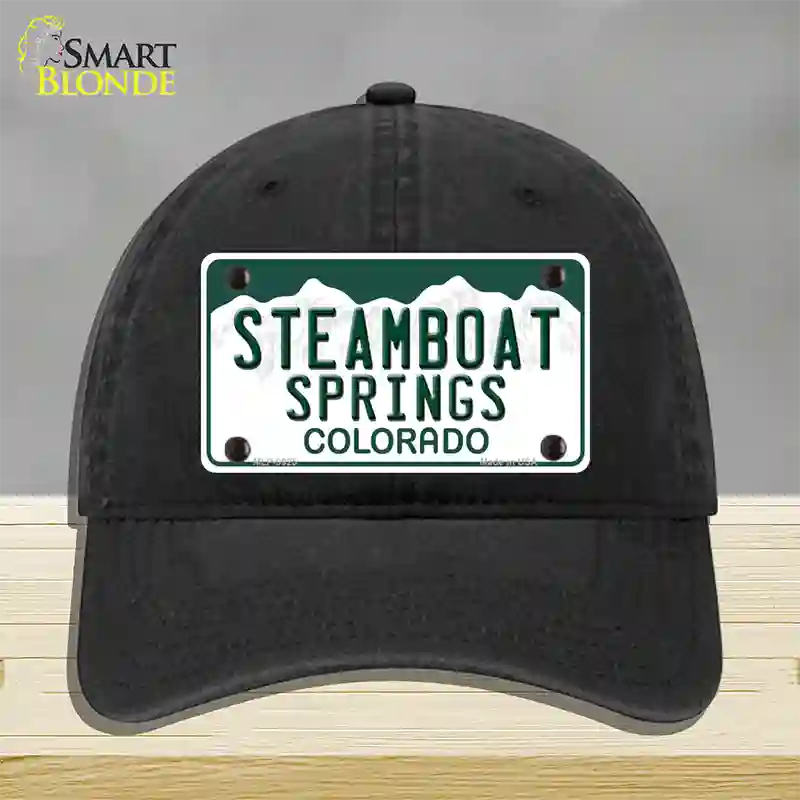 Steamboat Springs Colorado Novelty License Plate Hat Unconstructed Cotton / Black