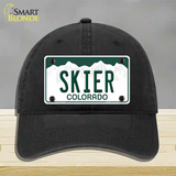 Skier Colorado Novelty License Plate Hat Unconstructed Cotton / Black