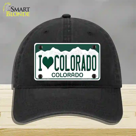 I Love Colorado Novelty License Plate Hat Unconstructed Cotton / Black