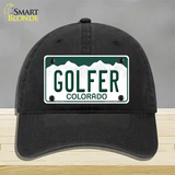 Golfer Colorado Novelty License Plate Hat Unconstructed Cotton / Black