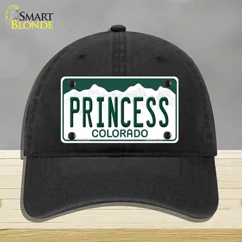 Princess Colorado Novelty License Plate Hat Unconstructed Cotton / Black